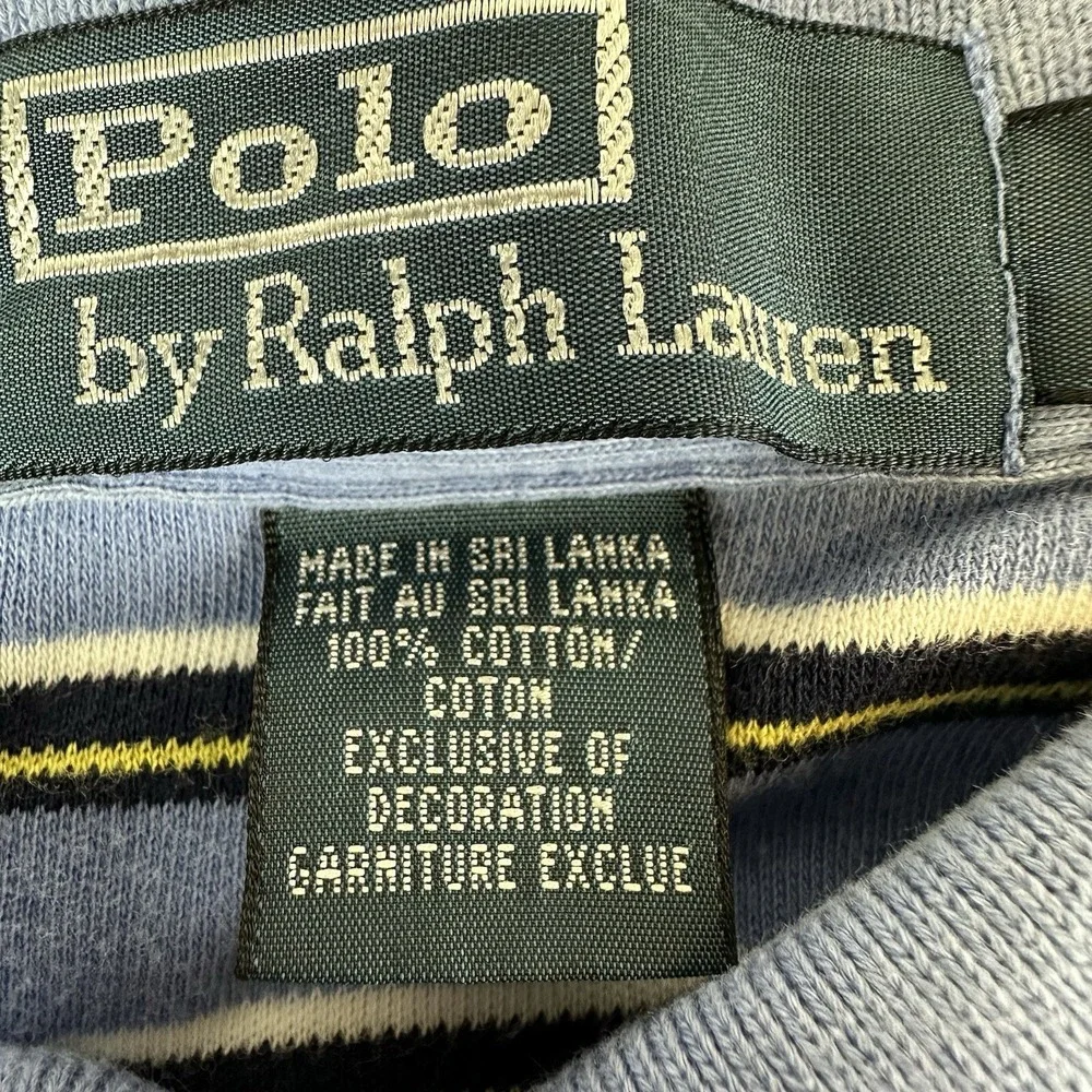 Polo Ralph Lauren Polo Shirt‎ Men's Large Blue Striped Yellow Pony Preppy